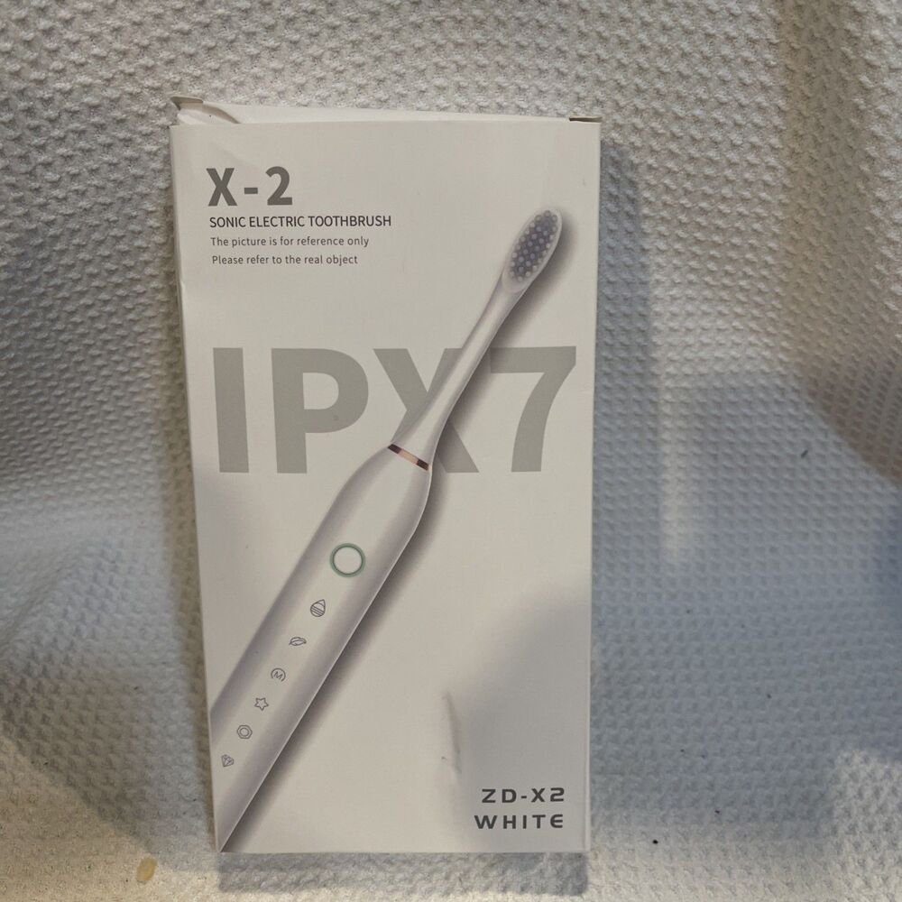 NEW ZD X-2 IPX7 Black Sonic Electric Toothbrush White with 8 Replacement Heads